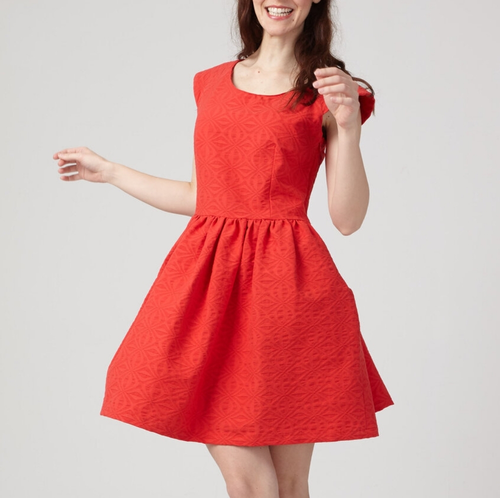 NWT J. Crew Linen Bright Coral Cap Sleeve Dress Size 8